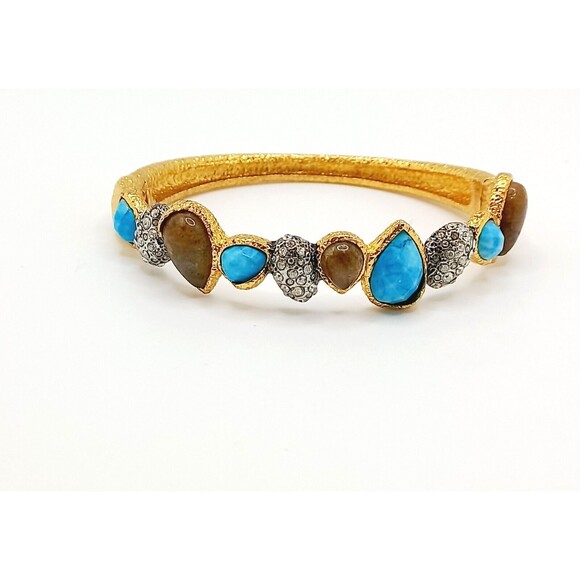 Alexis Bittar Elements Cholulian Turquoise, Labradorite & Crystal Cluster Bangle - Picture 1 of 13